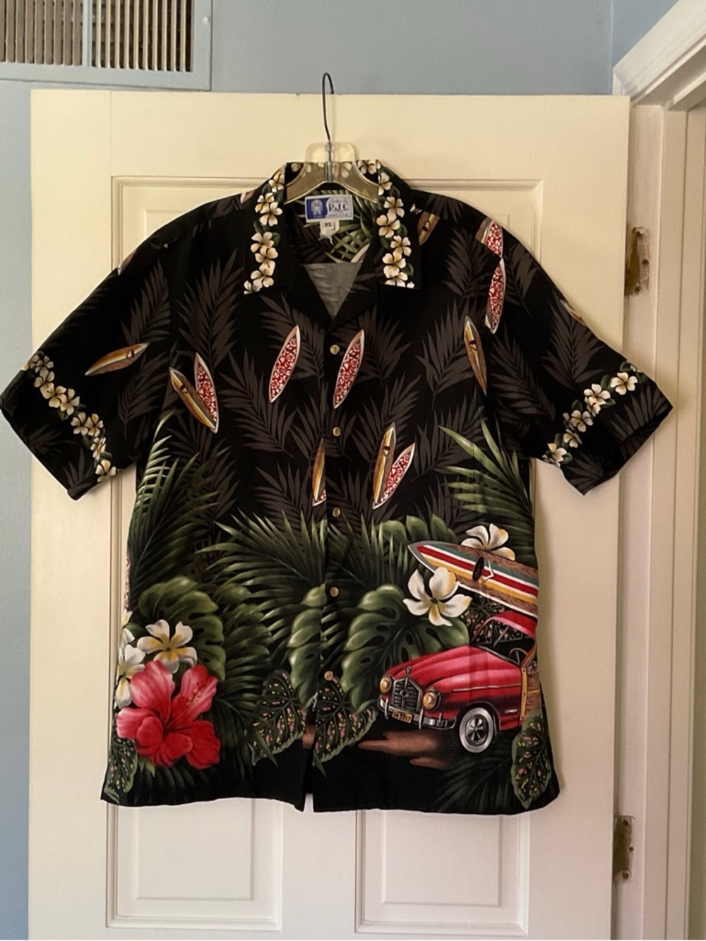VTG Styled By RJC Hawaiian Shirt Aloha Surfboard Car Made In USA Men’s XL Travel